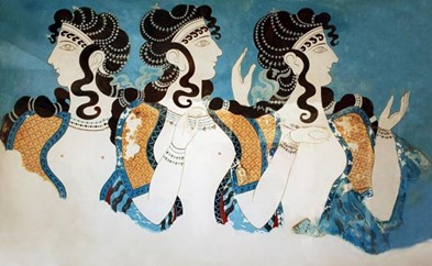 Minoische Frauen – Relief in Knossos auf Kreta